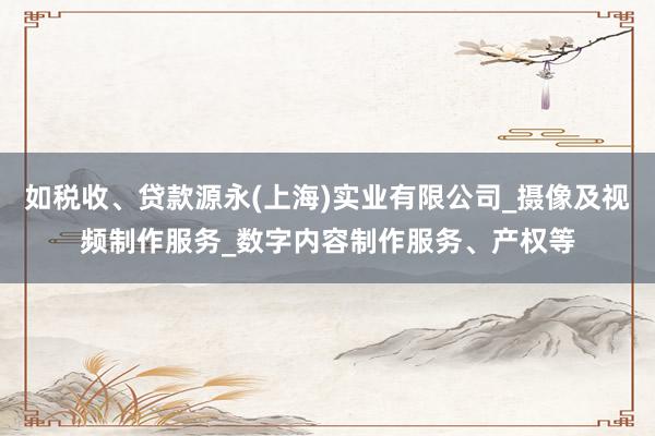 如税收、贷款源永(上海)实业有限公司_摄像及视频制作服务_数字内容制作服务、产权等